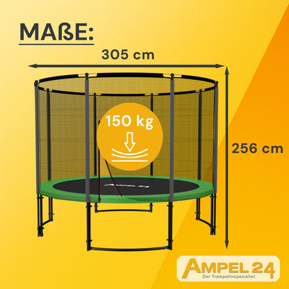 Deluxe Trampolin Ø 305 cm (Netz außen, grün, bis 150 kg)_6
