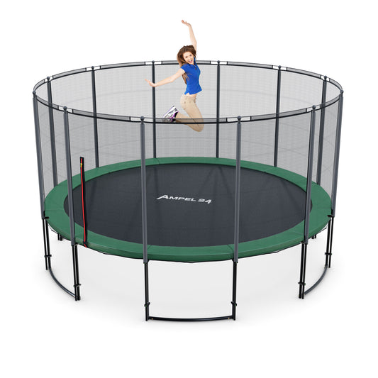 Deluxe Trampolin Ø 430 cm (Netz außen, grün, bis 160 kg)_1