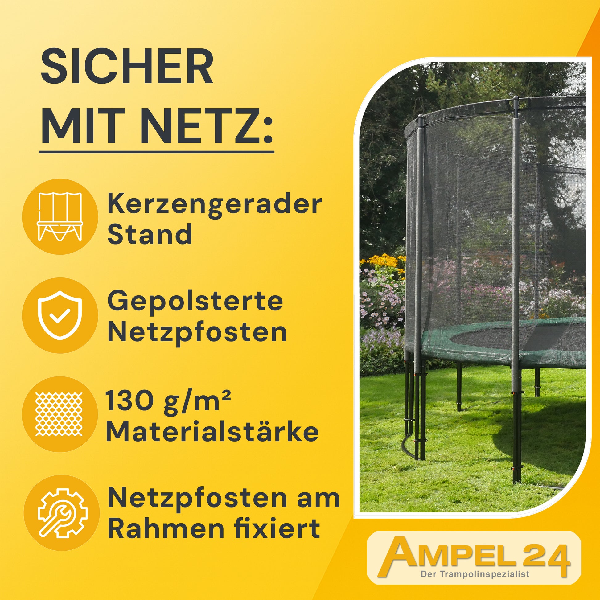 Deluxe Trampolin Ø 305 cm (Netz außen, grün, bis 150 kg)_3