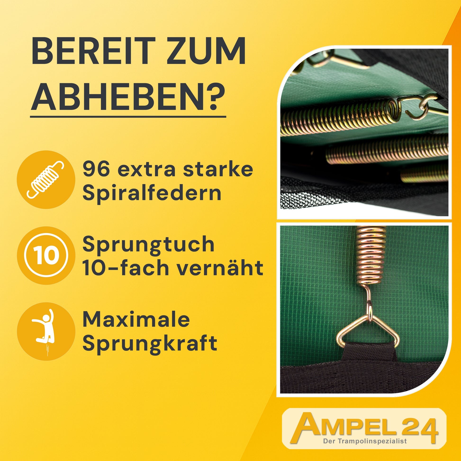 Deluxe Trampolin Ø 430 cm (Netz außen, grün, bis 160 kg)_4