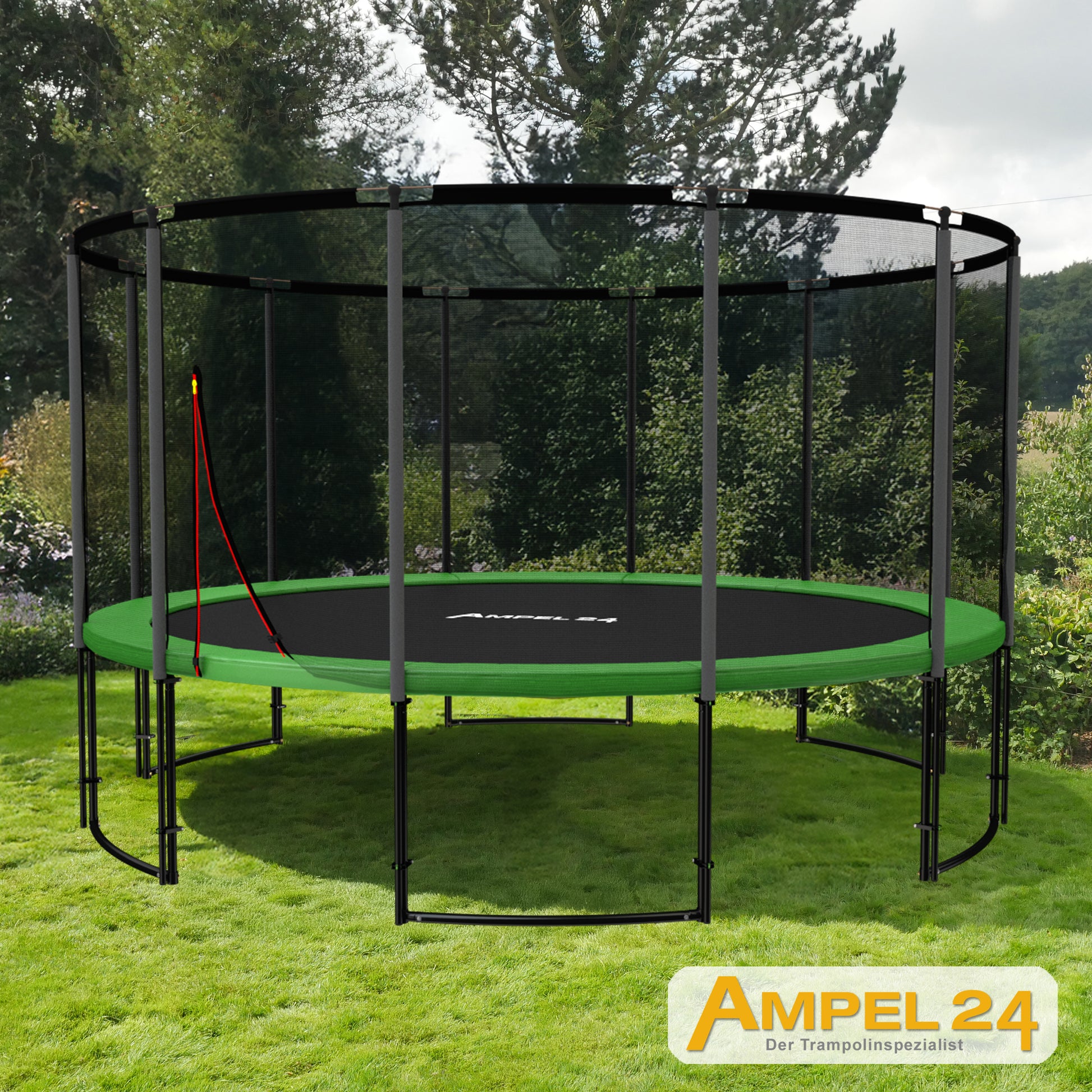 Deluxe Trampolin Ø 430 cm (Netz außen, grün, bis 160 kg)_2