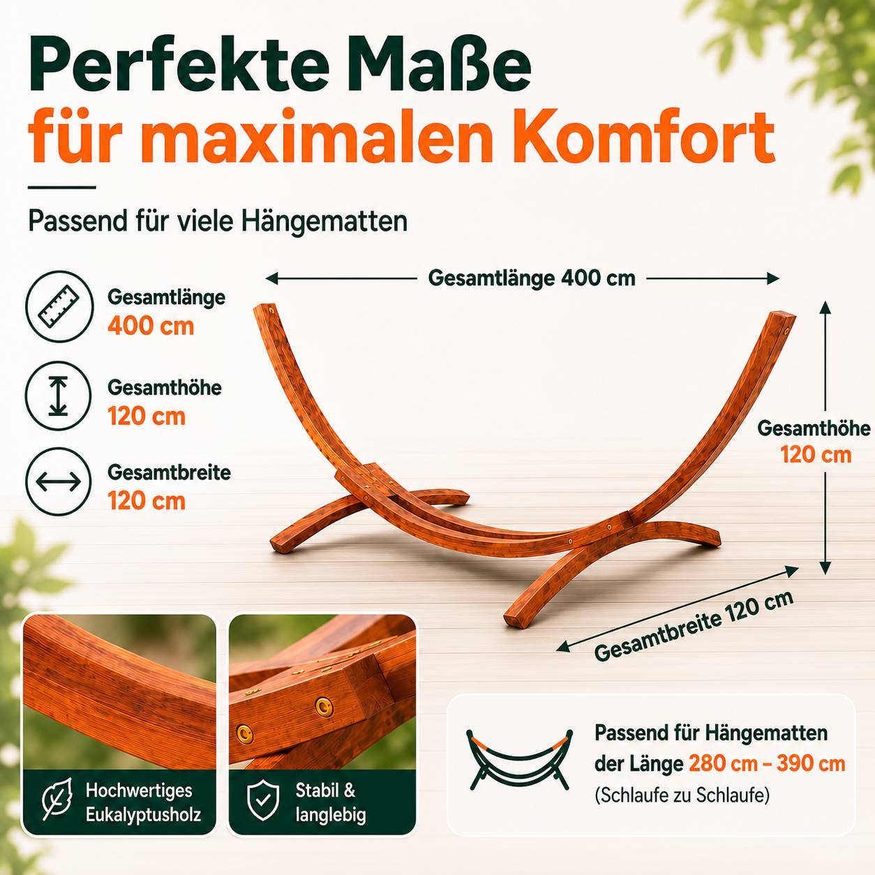 400 cm, Gestell Madagaskar, braun