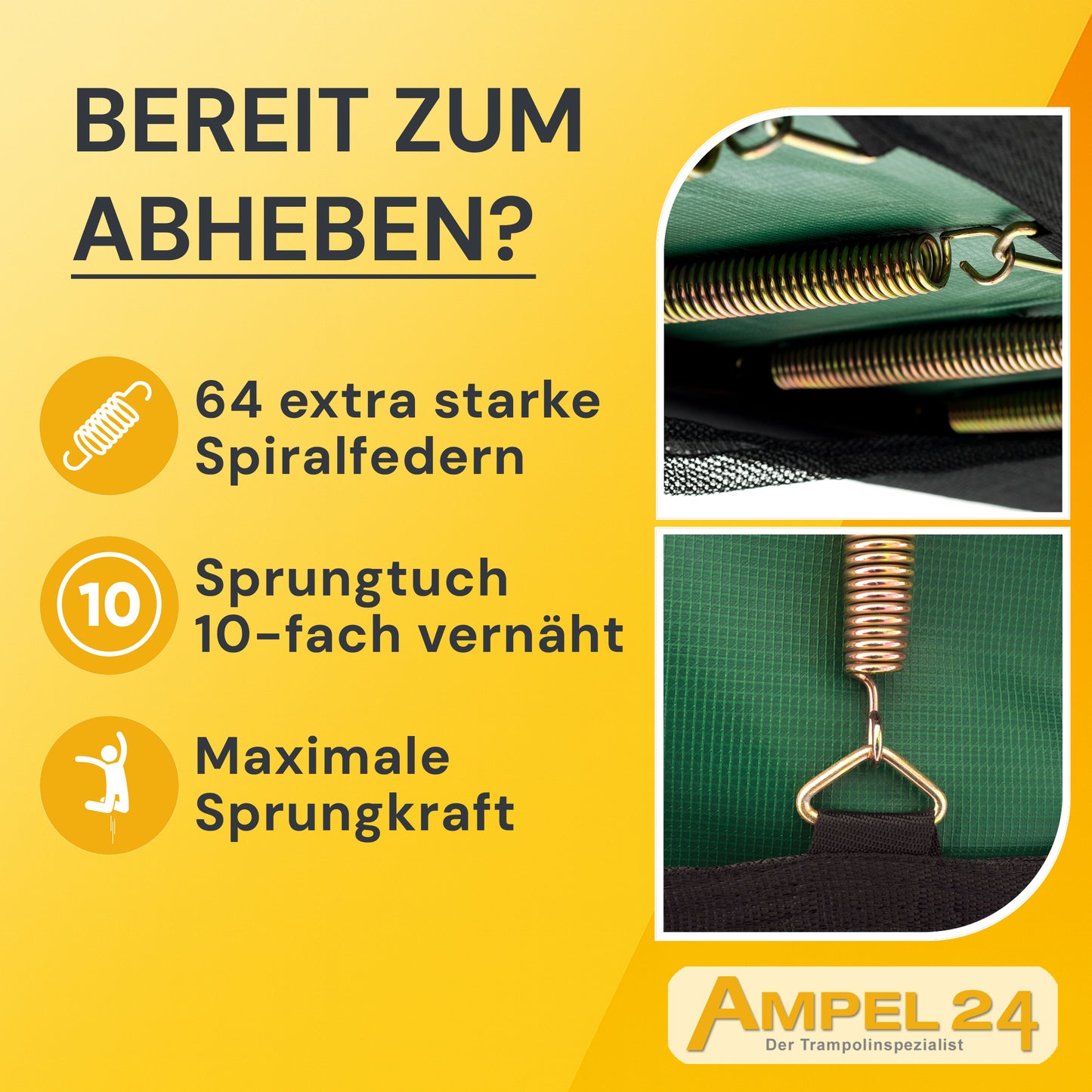 Deluxe Trampolin Ø 305 cm (Netz außen, grün, bis 150 kg)_4