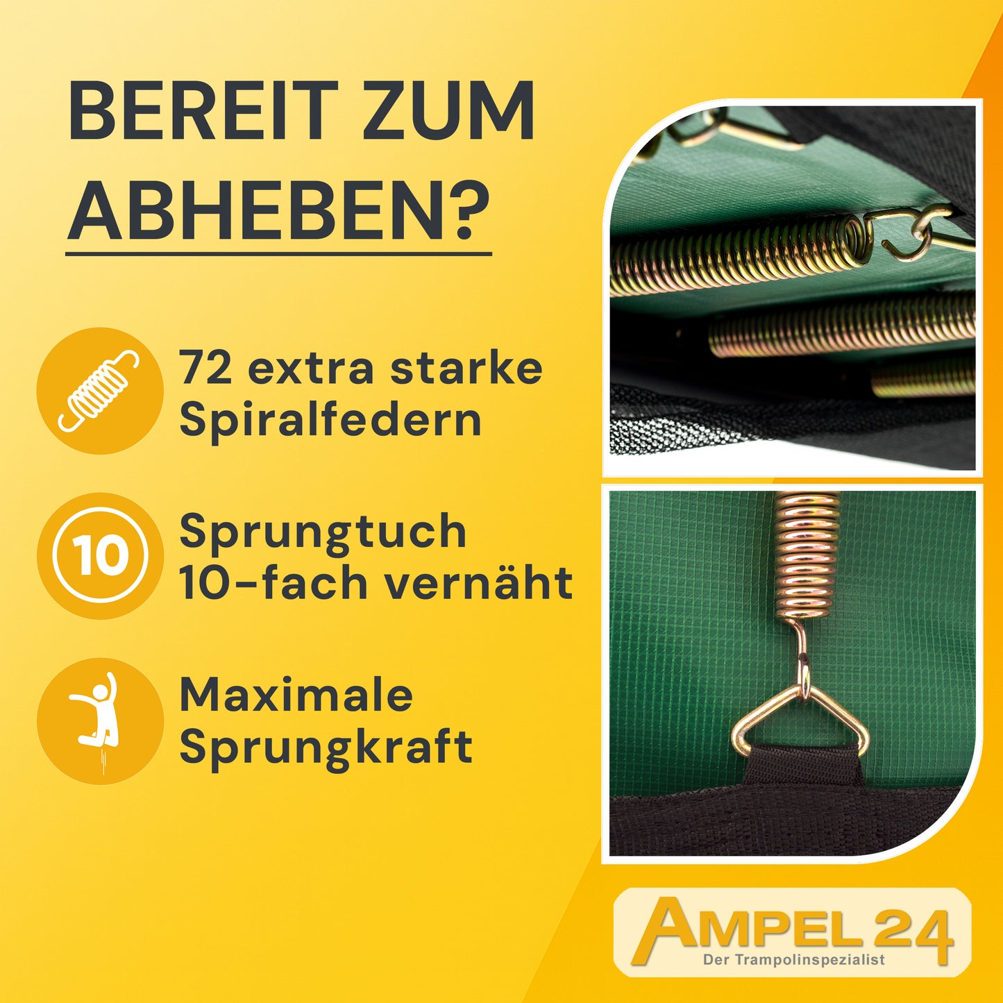 Deluxe Trampolin Ø 366 cm (Netz außen, grün, bis 160 kg)_4